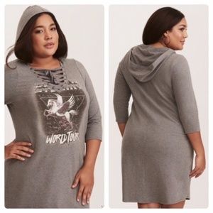Torrid Charcoal Hooded Dress with Dove Graphic